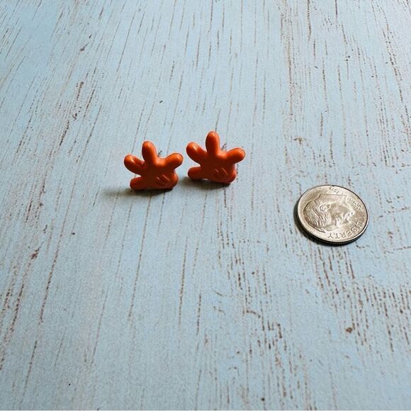 Orange Mickey Mouse Hands Earrings - Picture 2 of 2